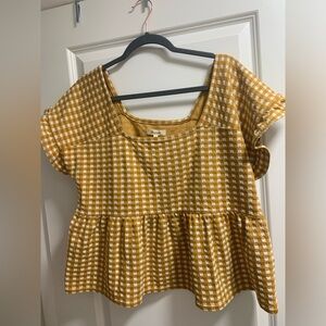 Yellow gingham peplum top